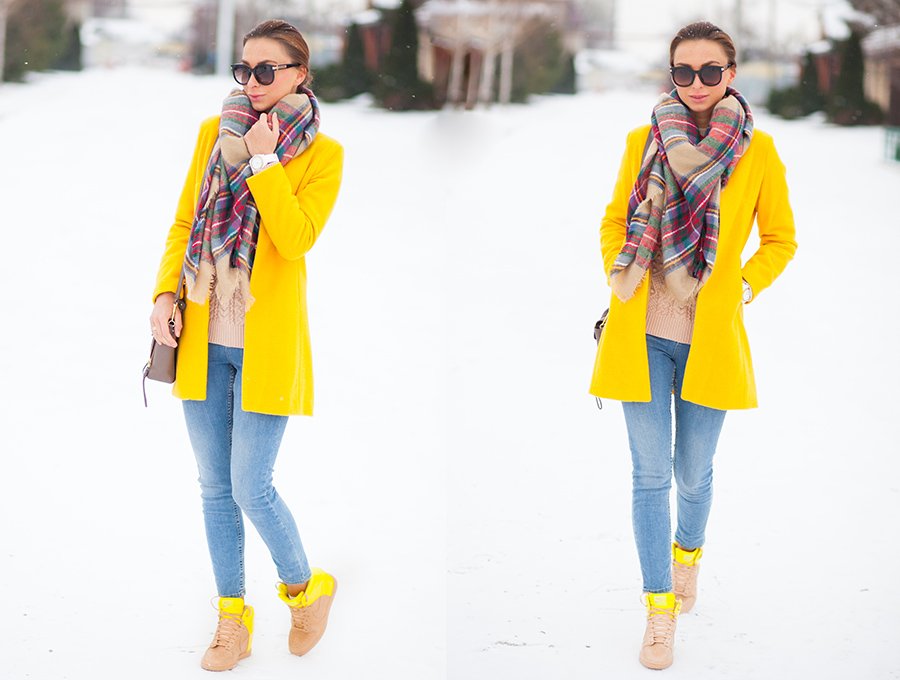 Зимние желтые ботинки с чем носить